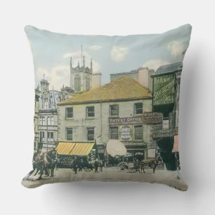 Coussin Scène du marché vintage - Marché Huddersfield