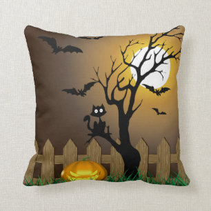 Coussin Scène effrayante de jardin de Halloween