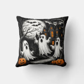 Coussin Scène effrayante d'Halloween avec des fantômes (Verso)