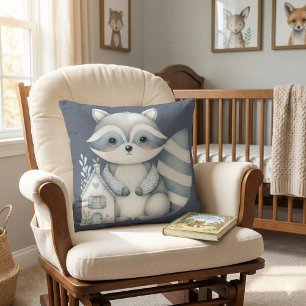 Coussin Scène fantaisiste de cabane dans les bois la nuit 