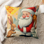 Coussin Scène festive du Père Noël avec des lapins adorabl (Couverture)