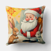 Coussin Scène festive du Père Noël avec des lapins adorabl (Verso)