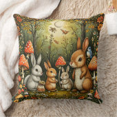 Coussin Scène forestière avec de mignons lapins (Couverture)
