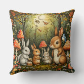 Coussin Scène forestière avec de mignons lapins (Verso)
