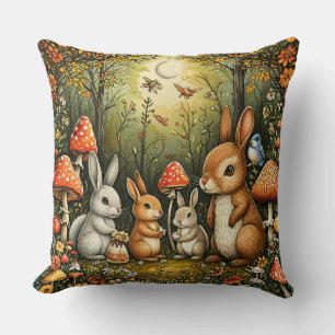 Coussin Scène forestière avec de mignons lapins