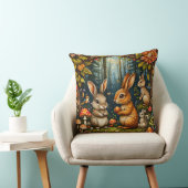 Coussin Scène forestière avec de mignons lapins (Chaise)
