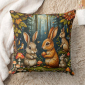 Coussin Scène forestière avec de mignons lapins (Couverture)