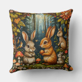 Coussin Scène forestière avec de mignons lapins (Verso)