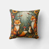Coussin Scène forestière avec renards, oiseaux, tournesols (Verso)