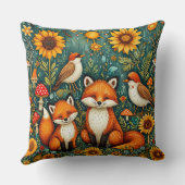 Coussin Scène forestière avec renards, oiseaux, tournesols (Verso)