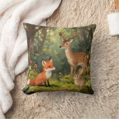 Coussin Scène forestière d'animaux mignons de la forêt (Couverture)