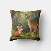 Coussin Scène forestière d'animaux mignons de la forêt (Verso)