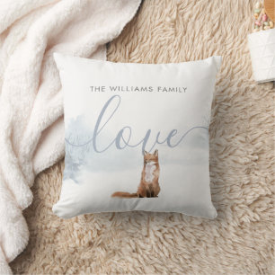 Coussin Scène forestière hivernale Renard