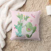 Coussin Scène mignonne de lama et de cactus - rose (Couverture)