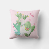 Coussin Scène mignonne de lama et de cactus - rose (Verso)