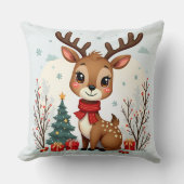 Coussin Scène mignonne de rennes de Noël dans une forêt en (Recto)