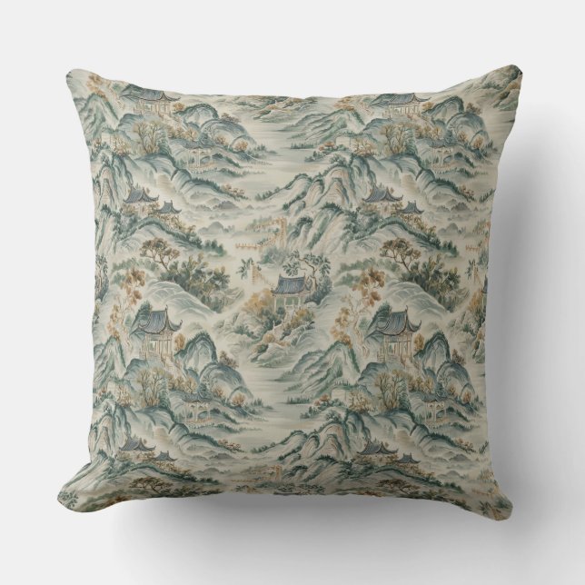Coussin Scène montagneuse de la Chinoiserie (Recto)