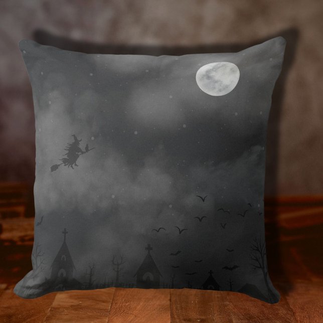 Coussin Scène nocturne d'Halloween vintage (Créateur téléchargé)