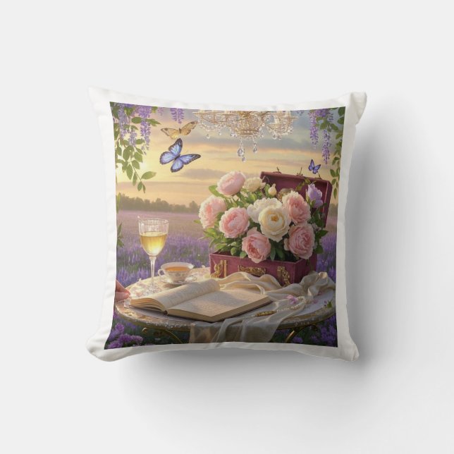 Coussin Scène rêvée et douce d'une somptueuse, Florale (Recto)