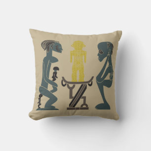 Coussin Scène rituelle abstraite Art tribal africain
