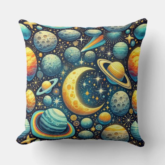 Coussin Scène spatiale fantaisiste (Recto)