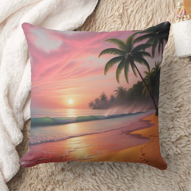 Coussin Scène Tropical Sunset Paradise Beach (Couverture)