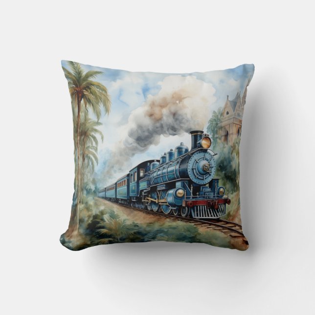 Coussin Scenic Landscape a Victorian Train (Recto)