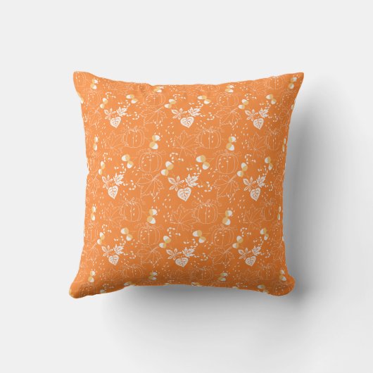 Coussin Schéma de potiron et de potiron d'automne (Verso)