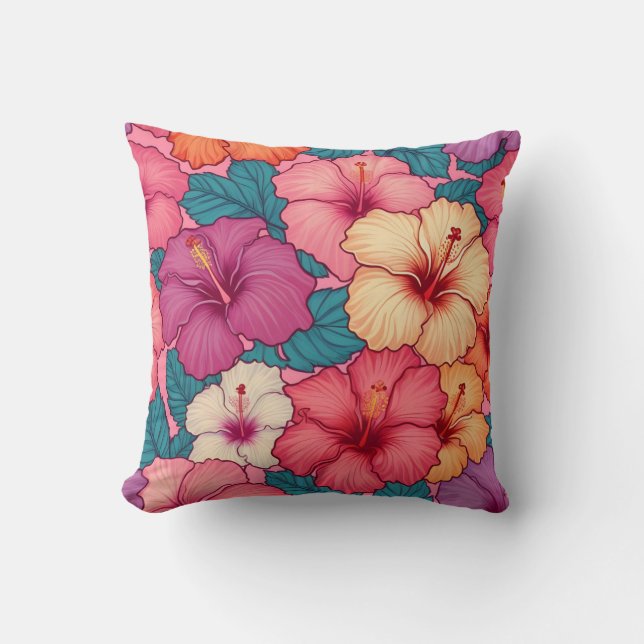 Coussin Schéma floral d'hibiscus tropical (Recto)