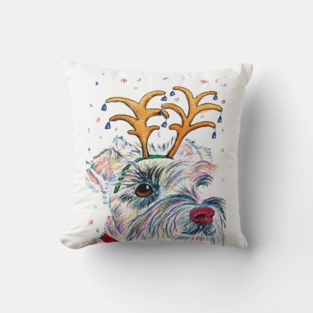 Coussin Schnauzer de Noël (Recto)