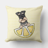 Coussin Schnauzer Lemon Gingham Throw Pillow (Recto)