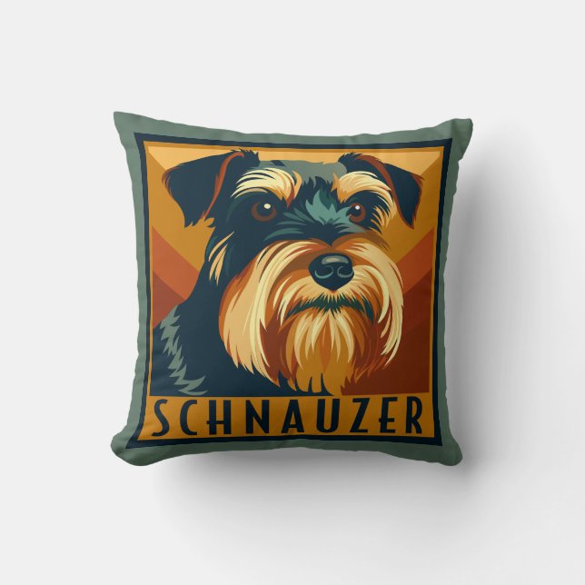 Coussin Schnauzer miniature noir et argent Retro (Recto)