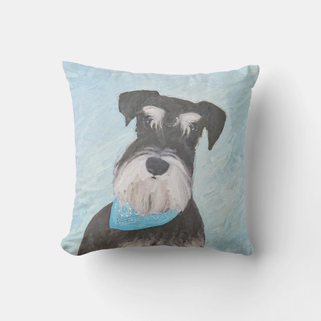 Coussin Schnauzer (Miniature) Peinture - Chien original mi (Recto)