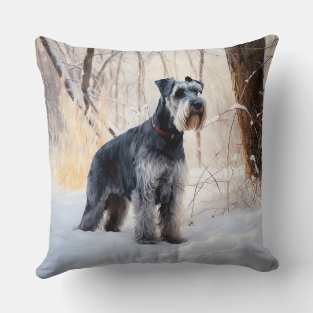 Coussin Schnauzer Qu'il neige Noël (Verso)