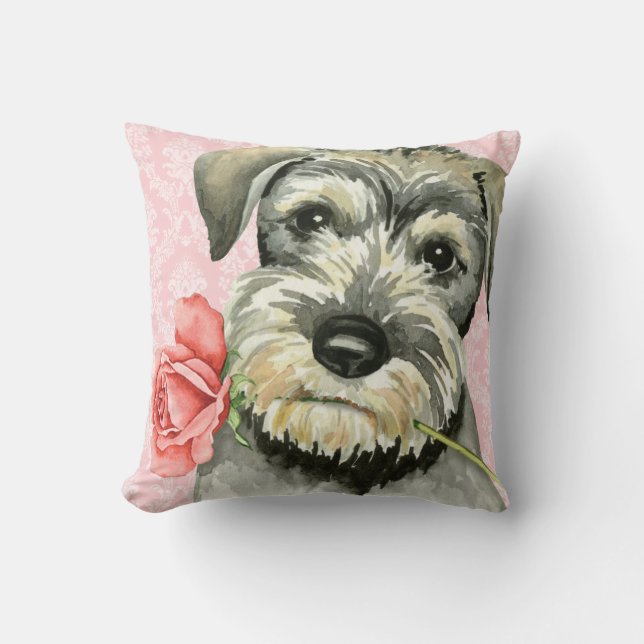 Coussin Schnauzer standard de rose de Valentine (Recto)