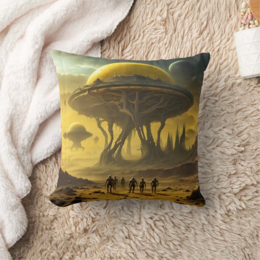 Coussin Sci-Fi Alien World View Planet Ufo Tower (Couverture)