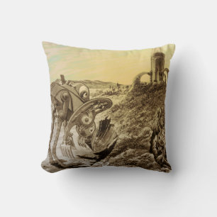 Coussin Science-fiction vintage Aliens Construction de pla