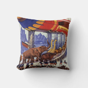 Coussin Science-fiction vintage Animaux sauvages de l'Arch