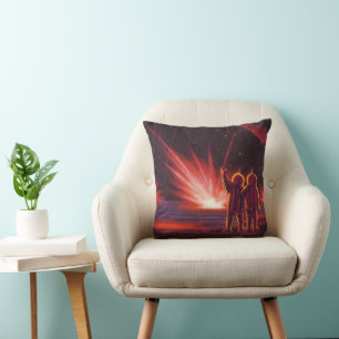 Coussin Science-fiction vintage d'aliens sur une planète r