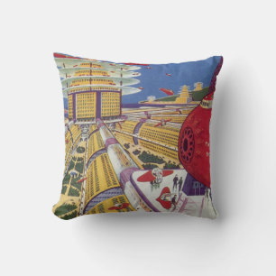 Coussin Science-fiction vintage, Futuriste New York