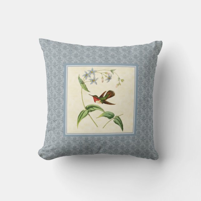 Coussin Scintillant Hummingbird Damask (Recto)