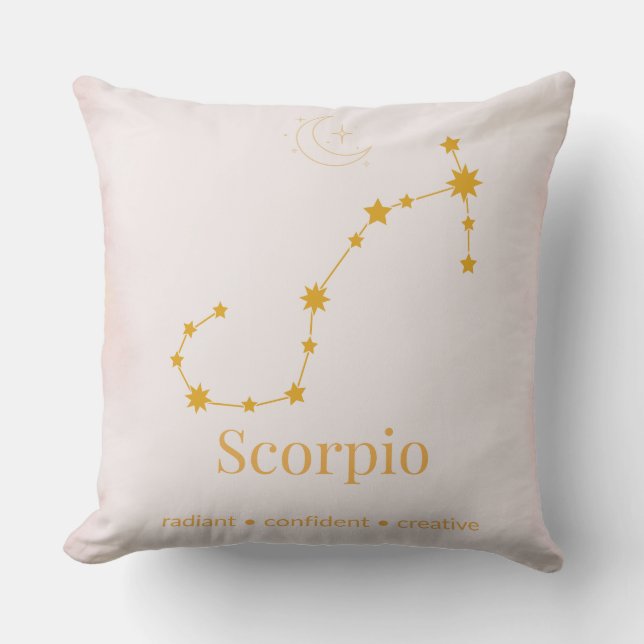 Coussin Scorpio Gold Zodiac Pillow – Celestial Constellati (Recto)