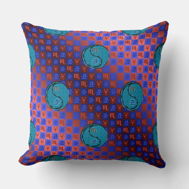 Coussin Scorpion & Bœuf d'eau (Recto)