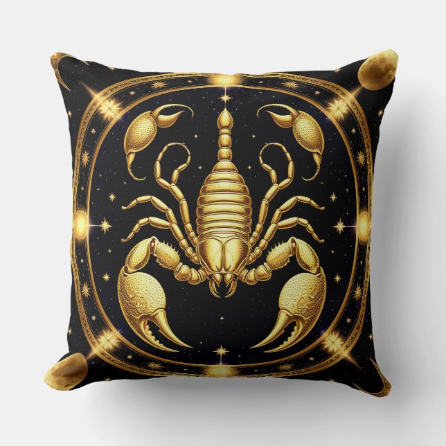 Coussin Scorpion d'or Design Zodiac (Recto)