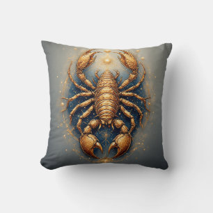 Coussin Scorpion sur un mandala astral doré détaillé