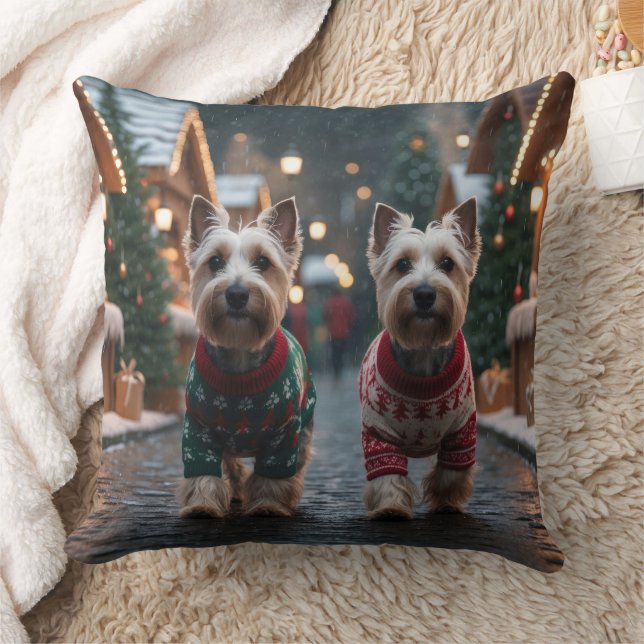 Coussin Scottish Terrier Dogs Christmas Snow Holiday (Couverture)