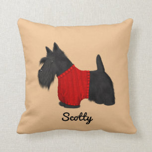 Coussin Scottish Terrier (Scotty Dog) en Red Sweater