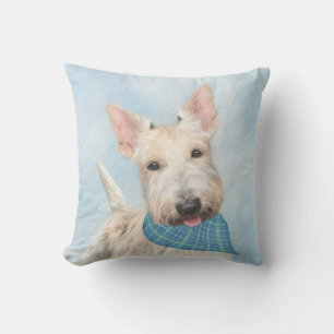Coussin Scottish Terrier Wheaten Dog Painting Art original