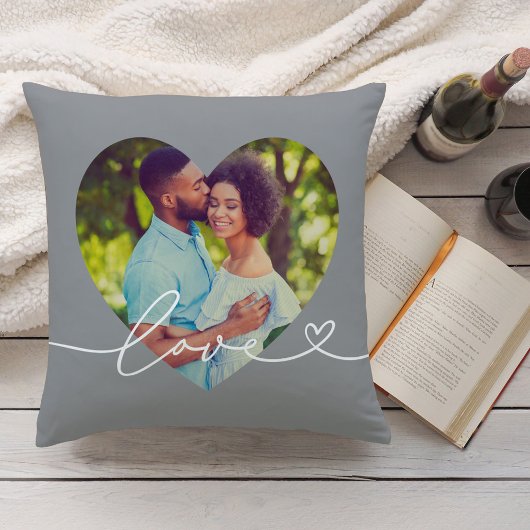 Coussin Script Amour Gris Photo Couple
