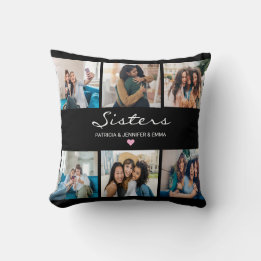 Coussin Script de calligraphie des soeurs | Collage photo 